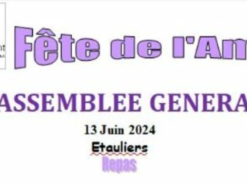 Fête de l’amitié et AG à Etauliers le 13 juin 2024 à 9H00