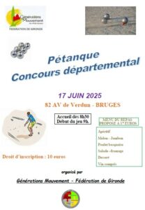 Lire la suite à propos de l’article Pétanque départementale le 17 Juin à Bruges